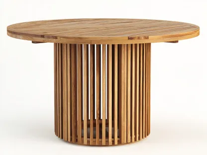 Mesa de jardín redonda de madera 120x120x75 cm - Diseño natural para exterior-Havenmybay