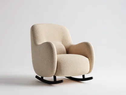 Mecedora tapizada para salón 85x90x100 cm - beige - diseño cómodo y envolvente-Havenmybay