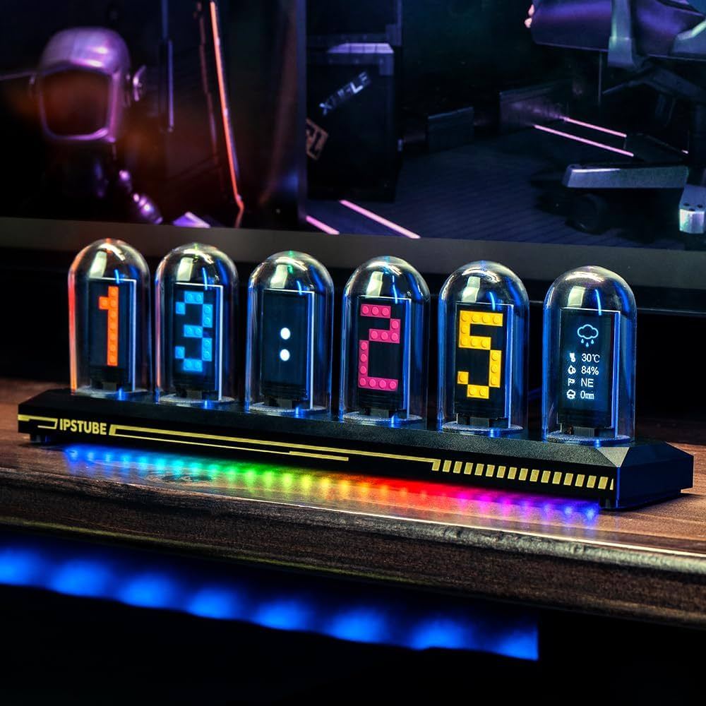 Nixie Tube RGB Retro IPS Glows Digital Clock