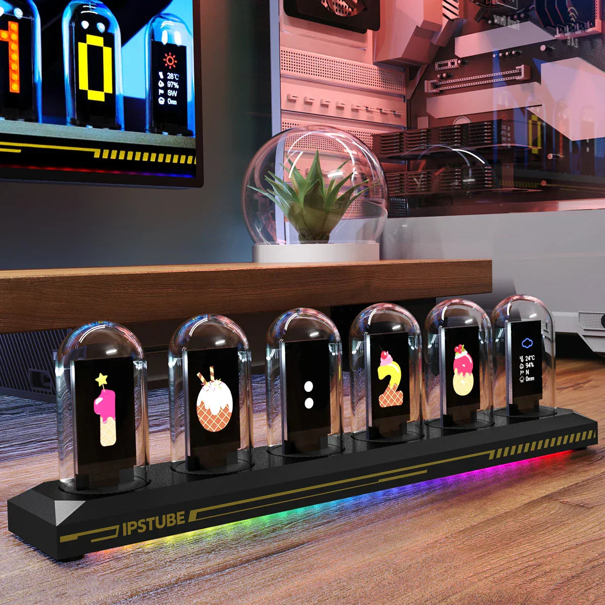 Nixie Tube RGB Retro IPS Glows Digital Clock