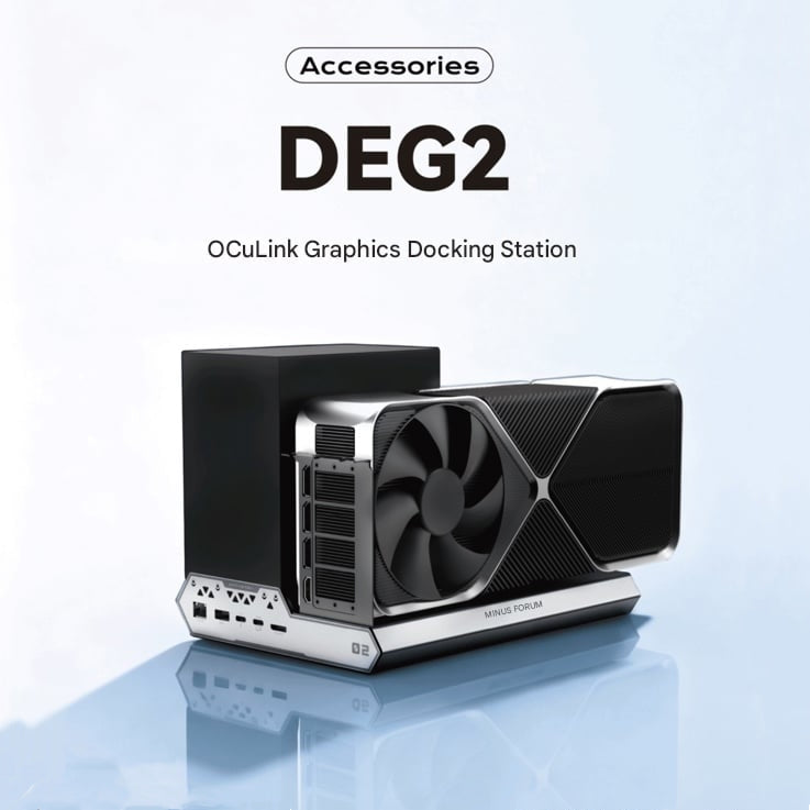Minisforum DEG2 eGPU dock with Thunderbolt 5, OCuLink, IO ports and 140W + 30W PD
