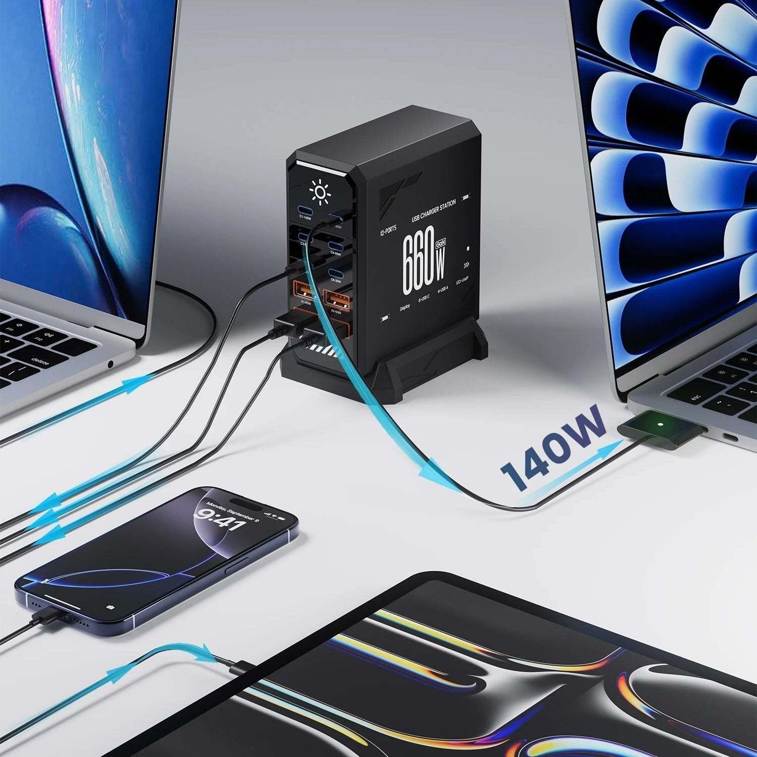 660W GaN 10Ports USB-C Charger Station