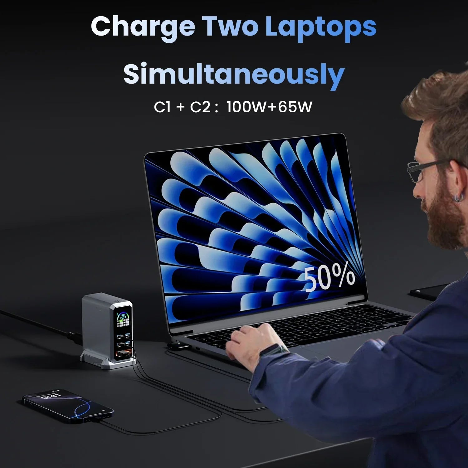 240W GaN 6Ports Charger with Wattage Display