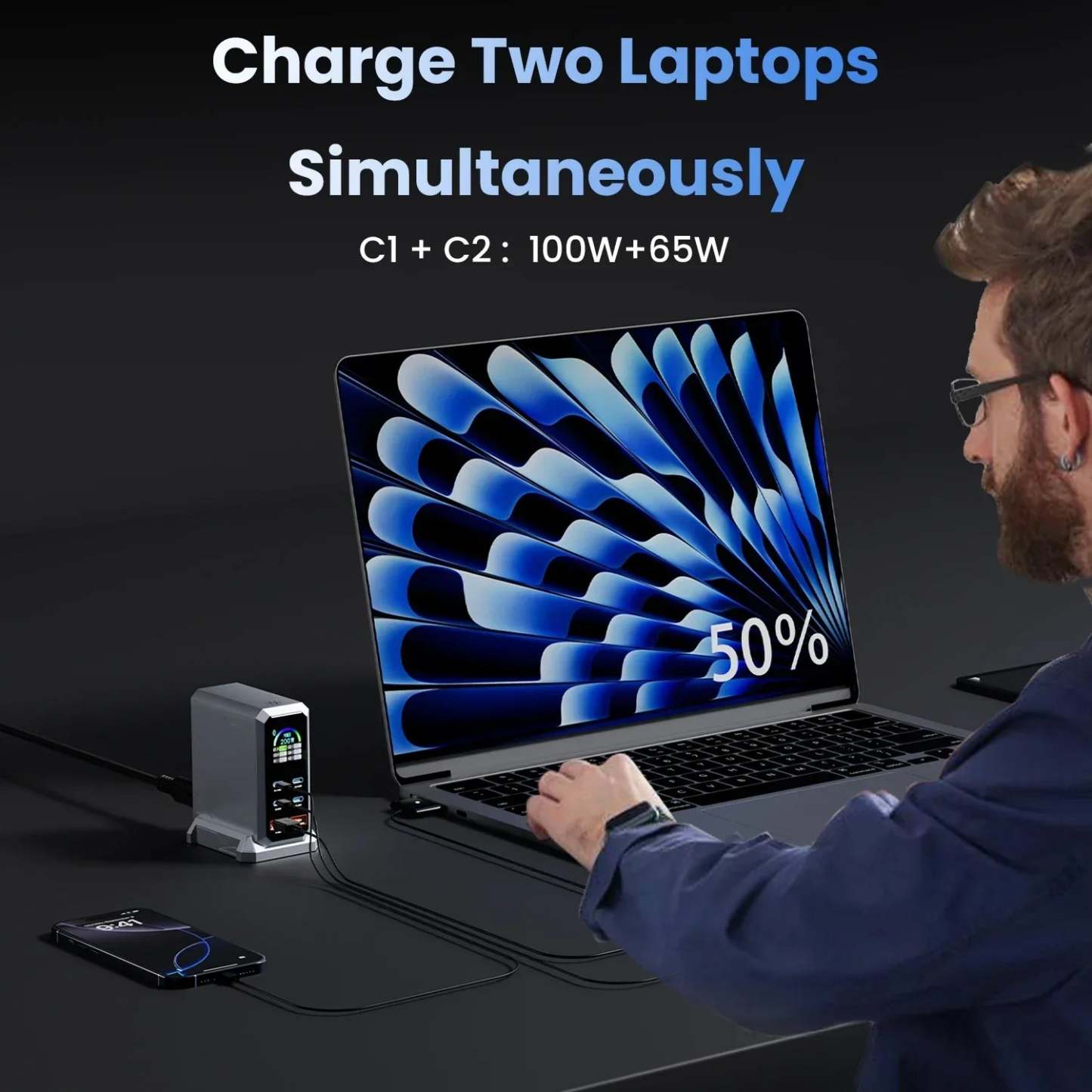 240W GaN 6Ports Charger with Wattage Display