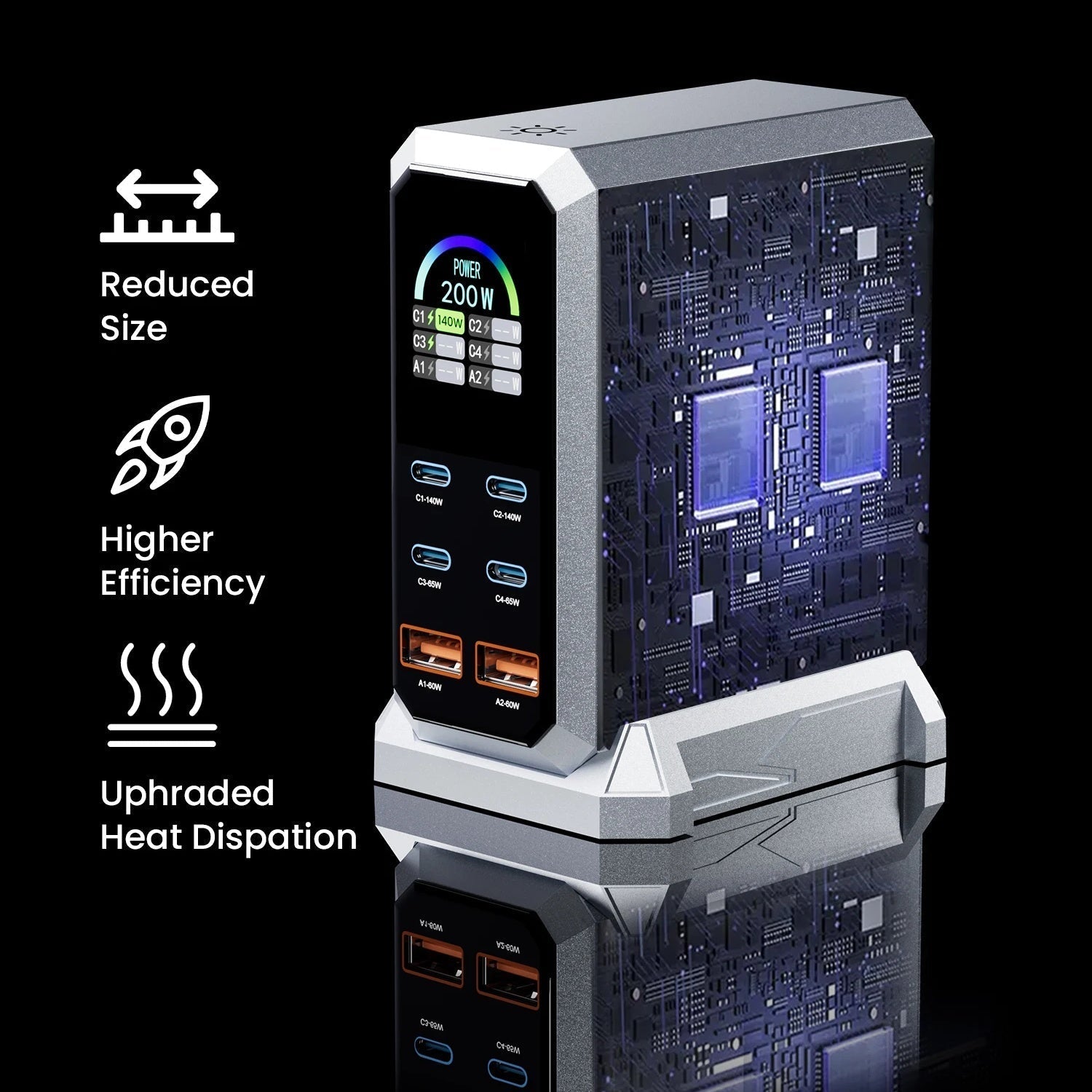 240W GaN 6Ports Charger with Wattage Display