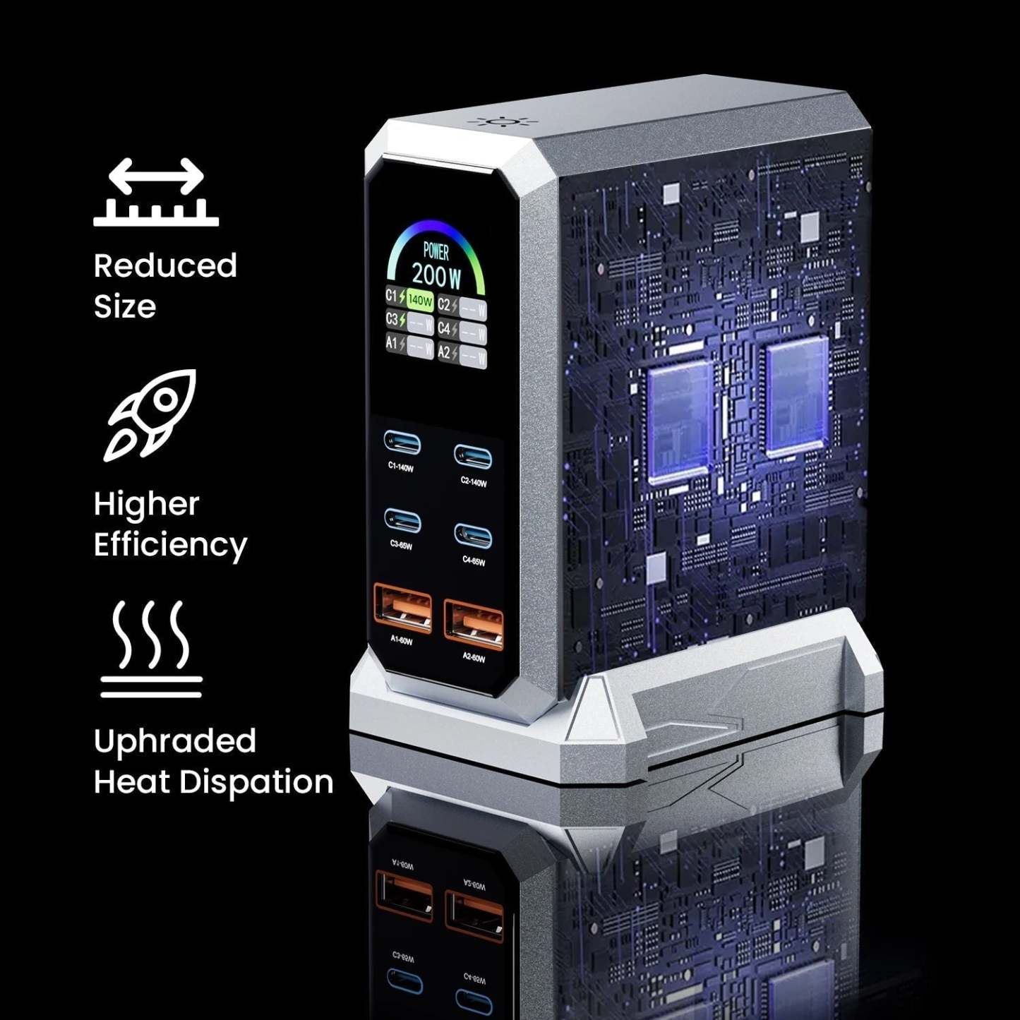 240W GaN 6Ports Charger with Wattage Display