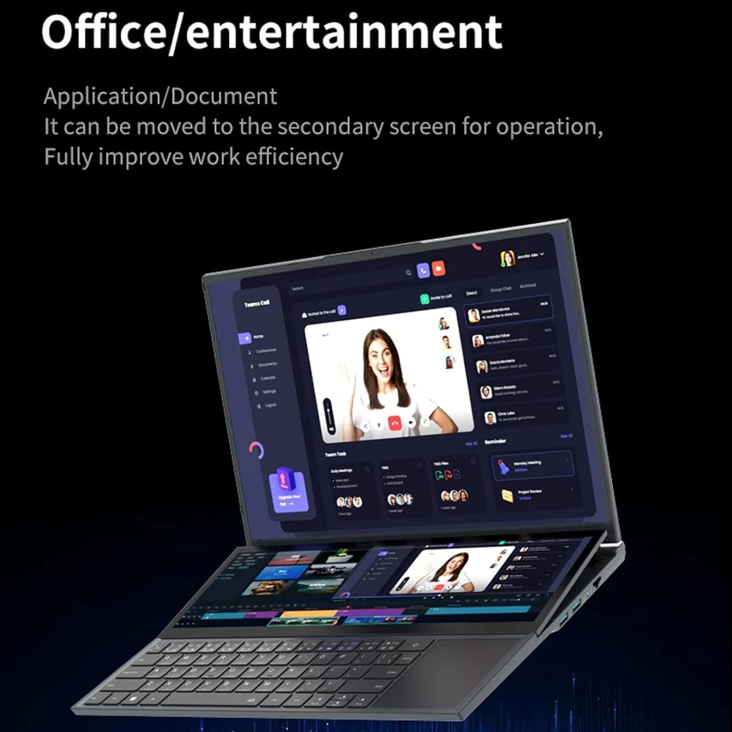 Dual Screen Laptop,16inch IPS + 14inch Touch