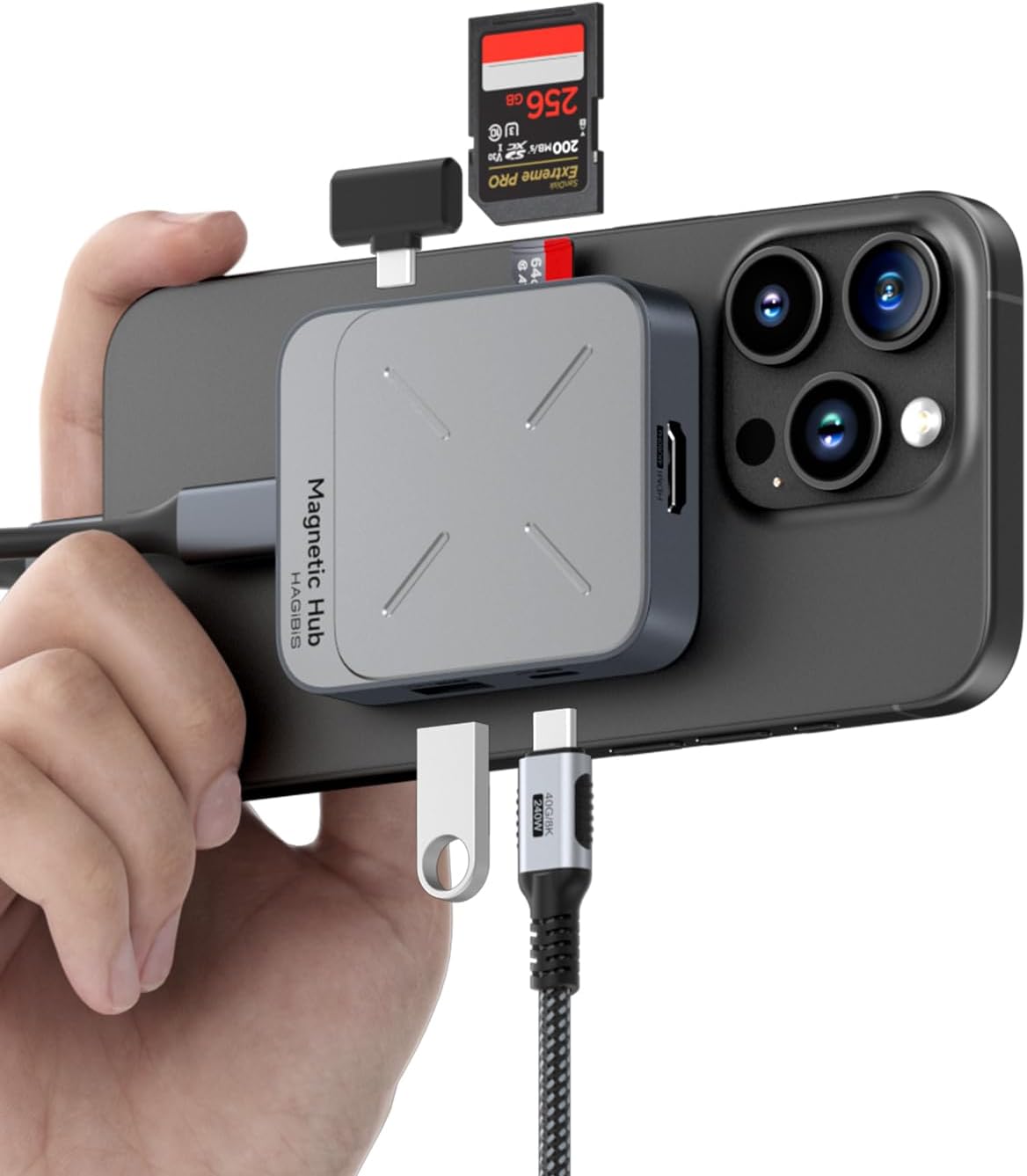 Magnetic M.2 2230 SSD Enclosure 7-in-1 USB C Hub