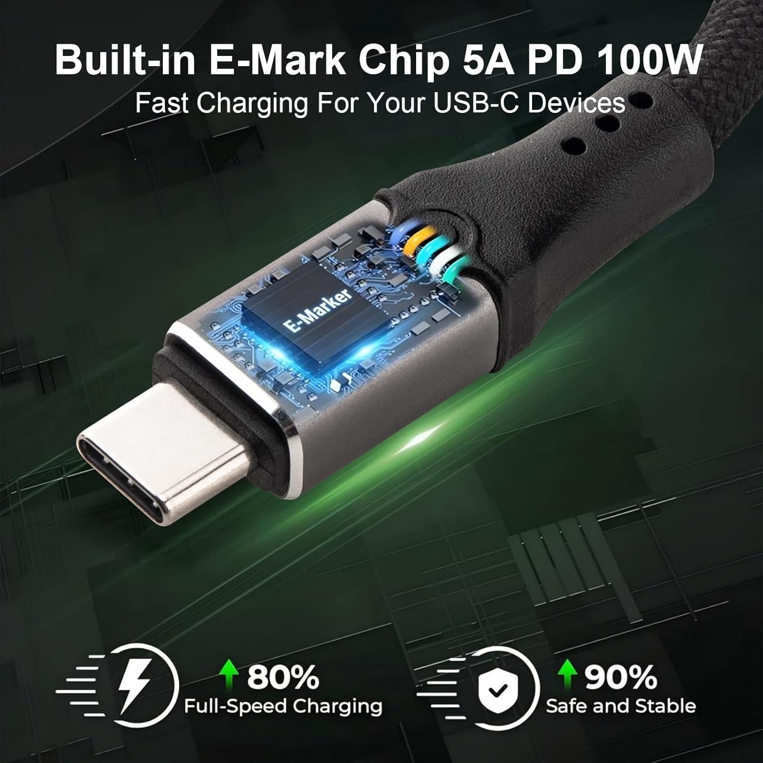 Thunderbolt5 80Gbps 240W Cable Wtih Nylon Braided