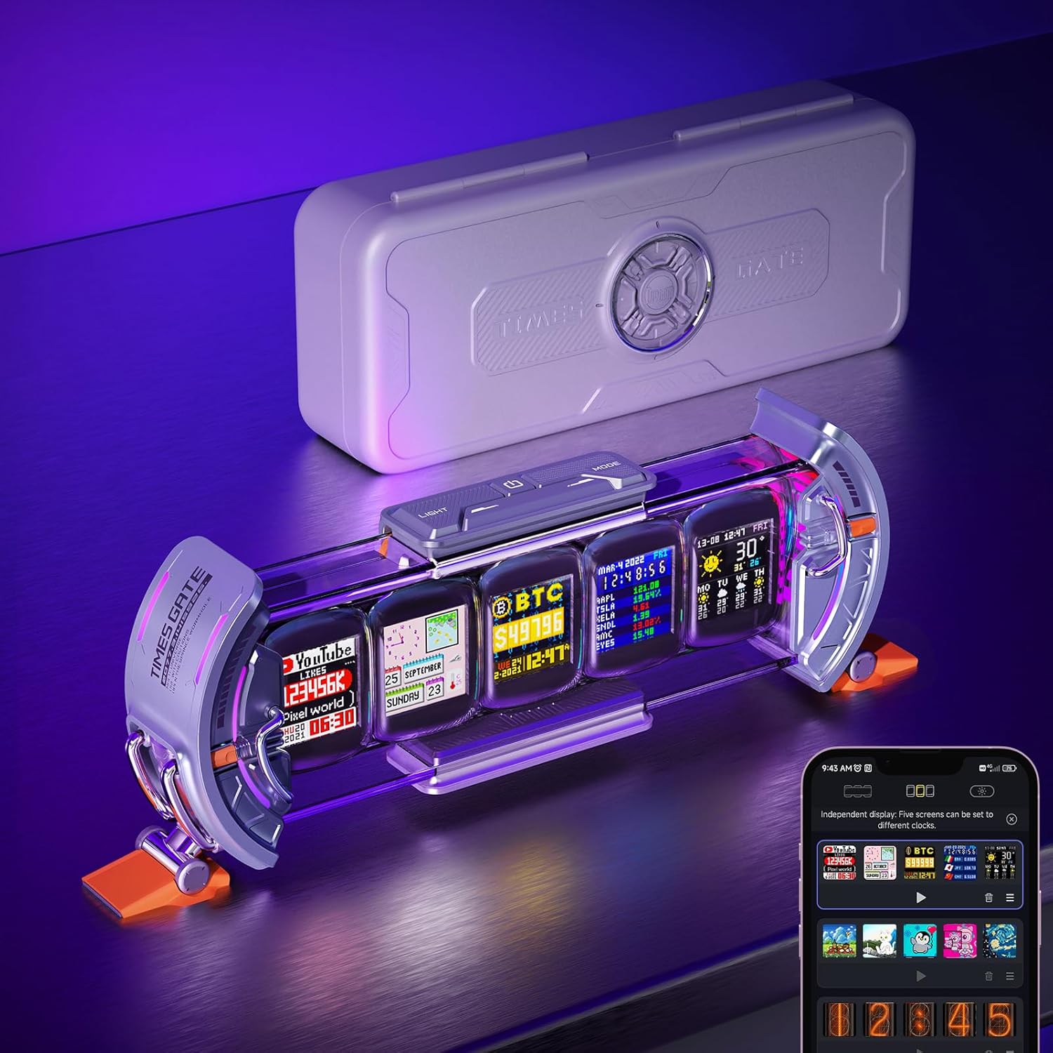 Divoom Times Gate - Cyberpunk Gaming Setup Digital Clock