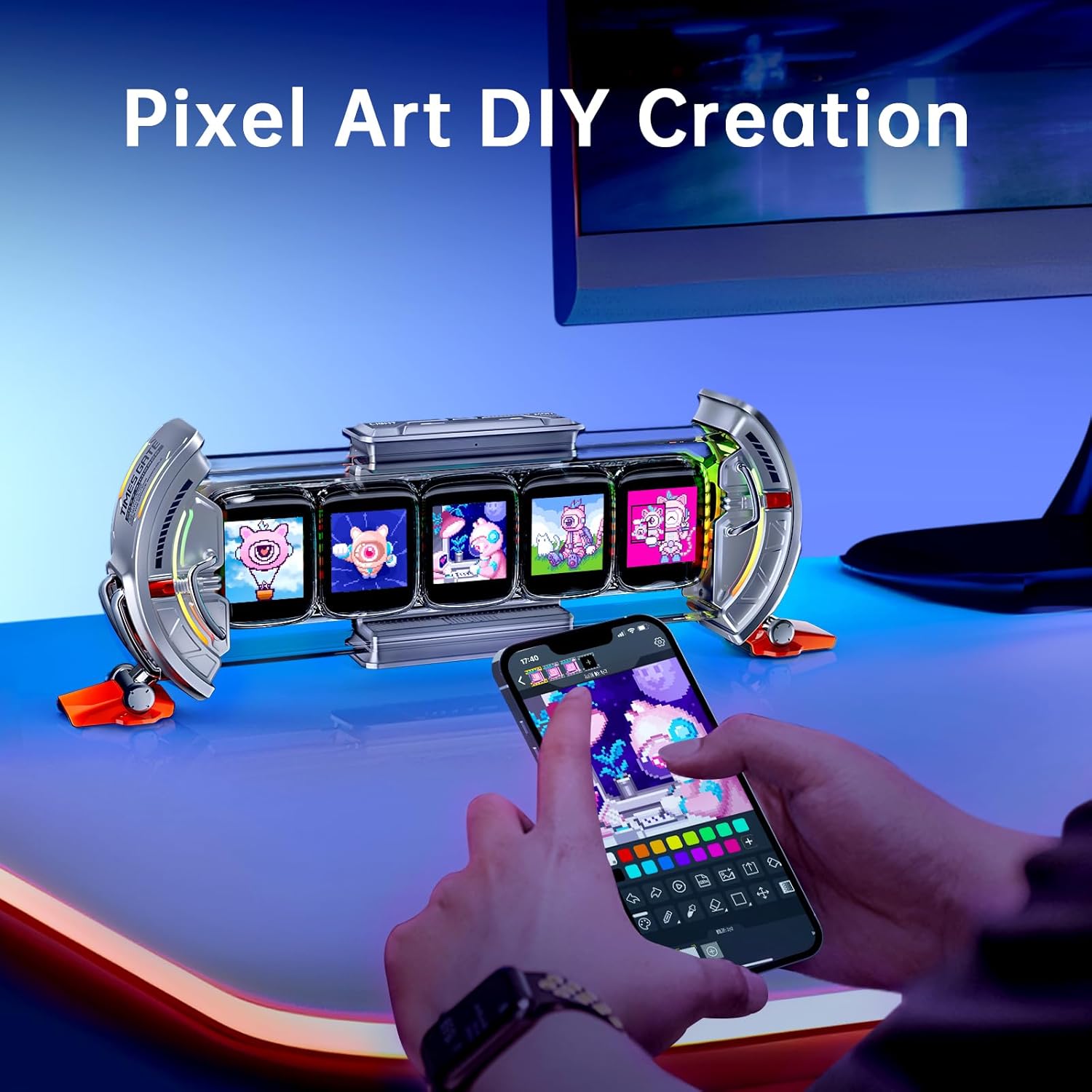 Divoom Times Gate - Cyberpunk Gaming Setup Digital Clock