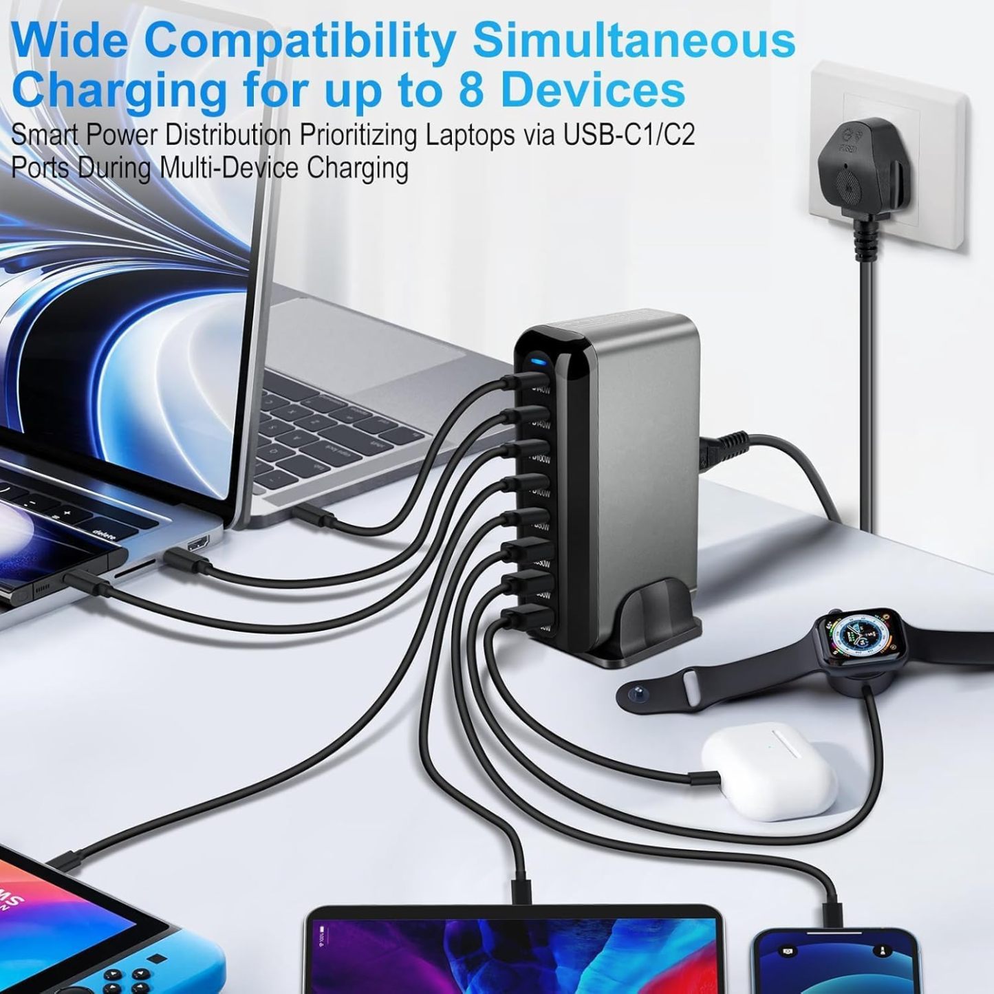 600W USB-C 8-in-1 PD Fast Charging Station