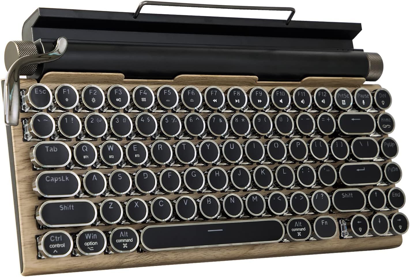 Typewriter-Style Retro Mechanical Wood Keyboard