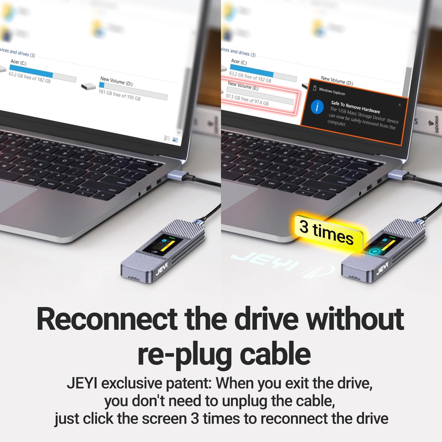 JEYI Visual Smart M.2 Enclosure with Touchscreen and RGB