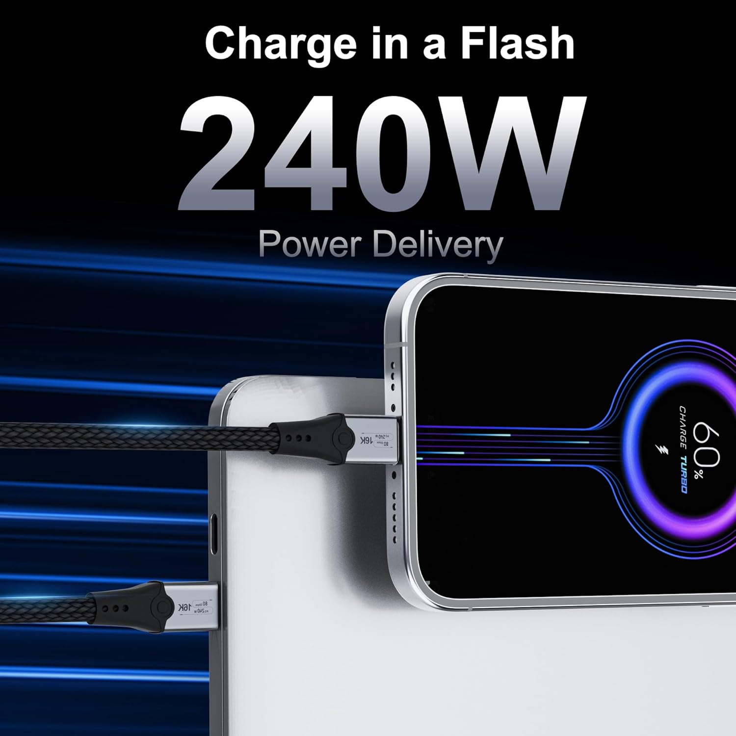 Thunderbolt5 80Gbps 240W Cable Wtih Nylon Braided