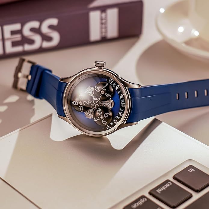 3D Rotating Hour Automatic Mechanical Timepiece