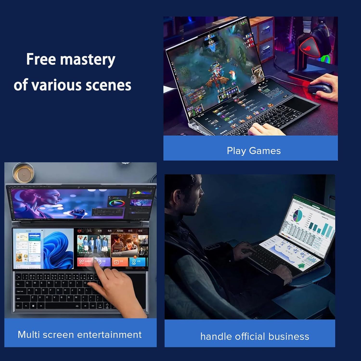 Dual Screen Laptop,16inch IPS + 14inch Touch