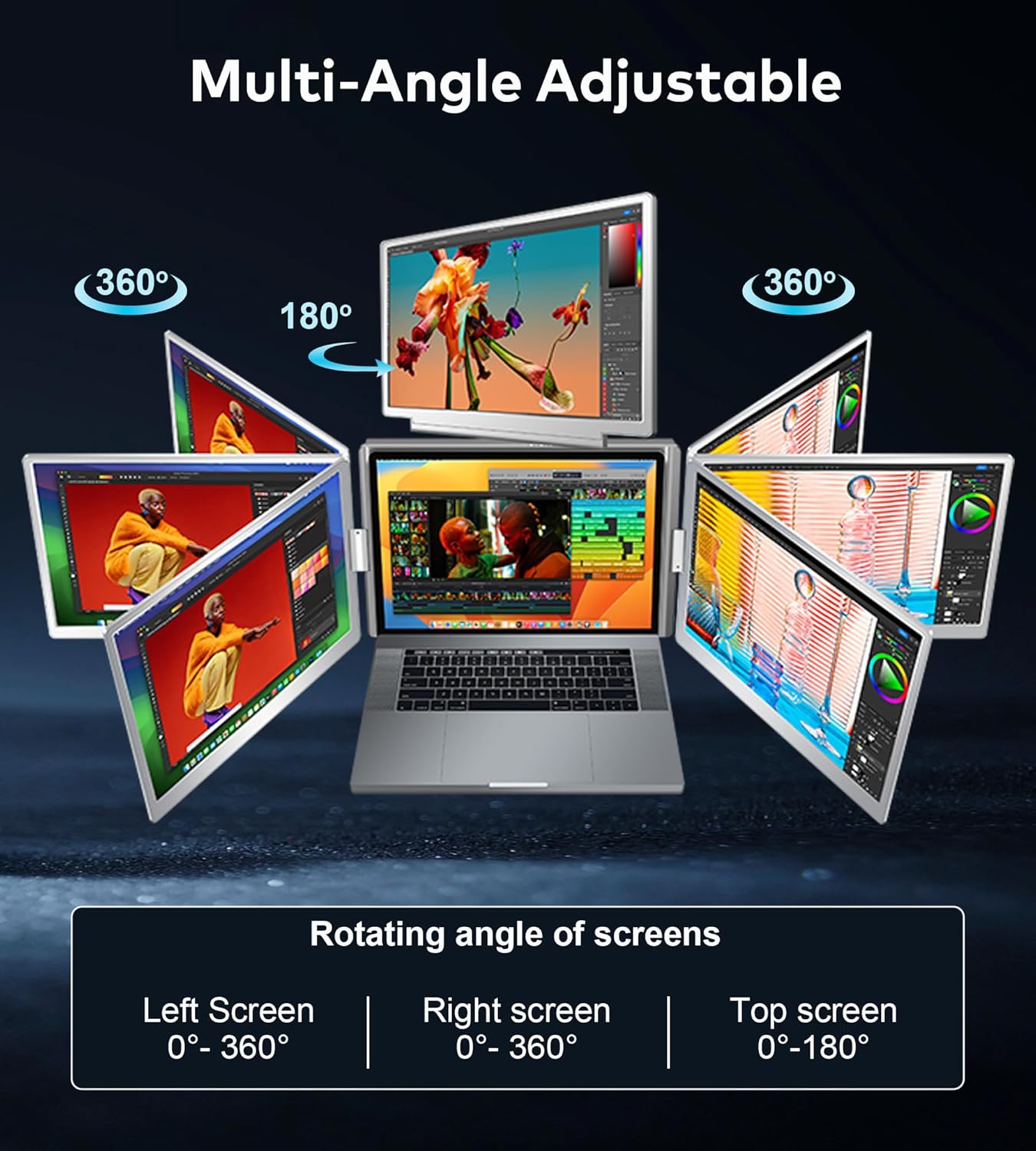 1 Cable for 3 Screens Extender 15.6" Portable Laptop Screen