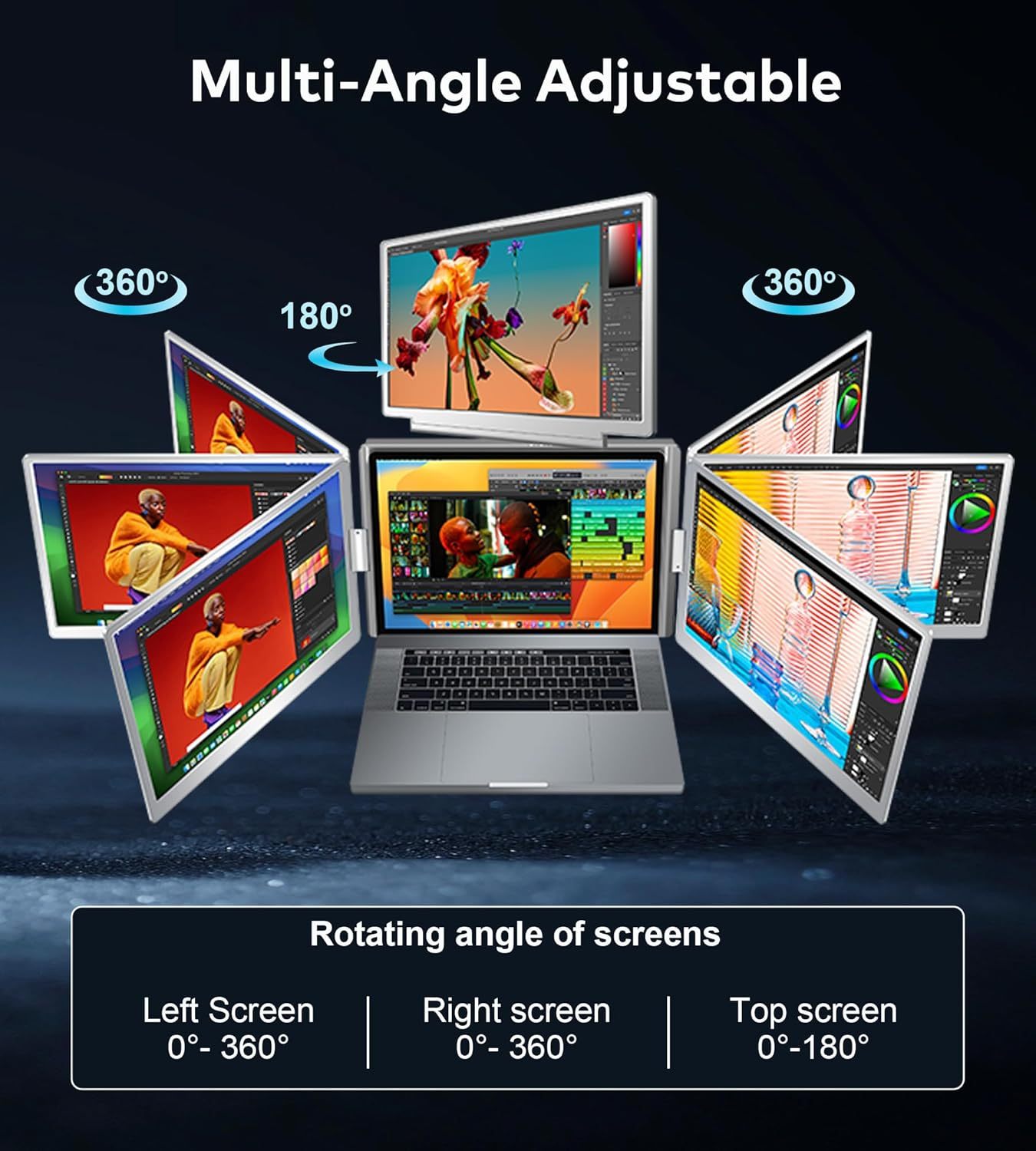 1 Cable for 3 Screens Extender 15.6" Portable Laptop Screen