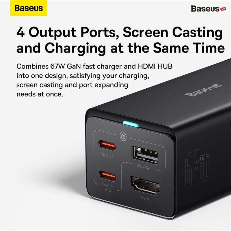 GaN 5Ports Desktop Fast Charger & USB-C HUB