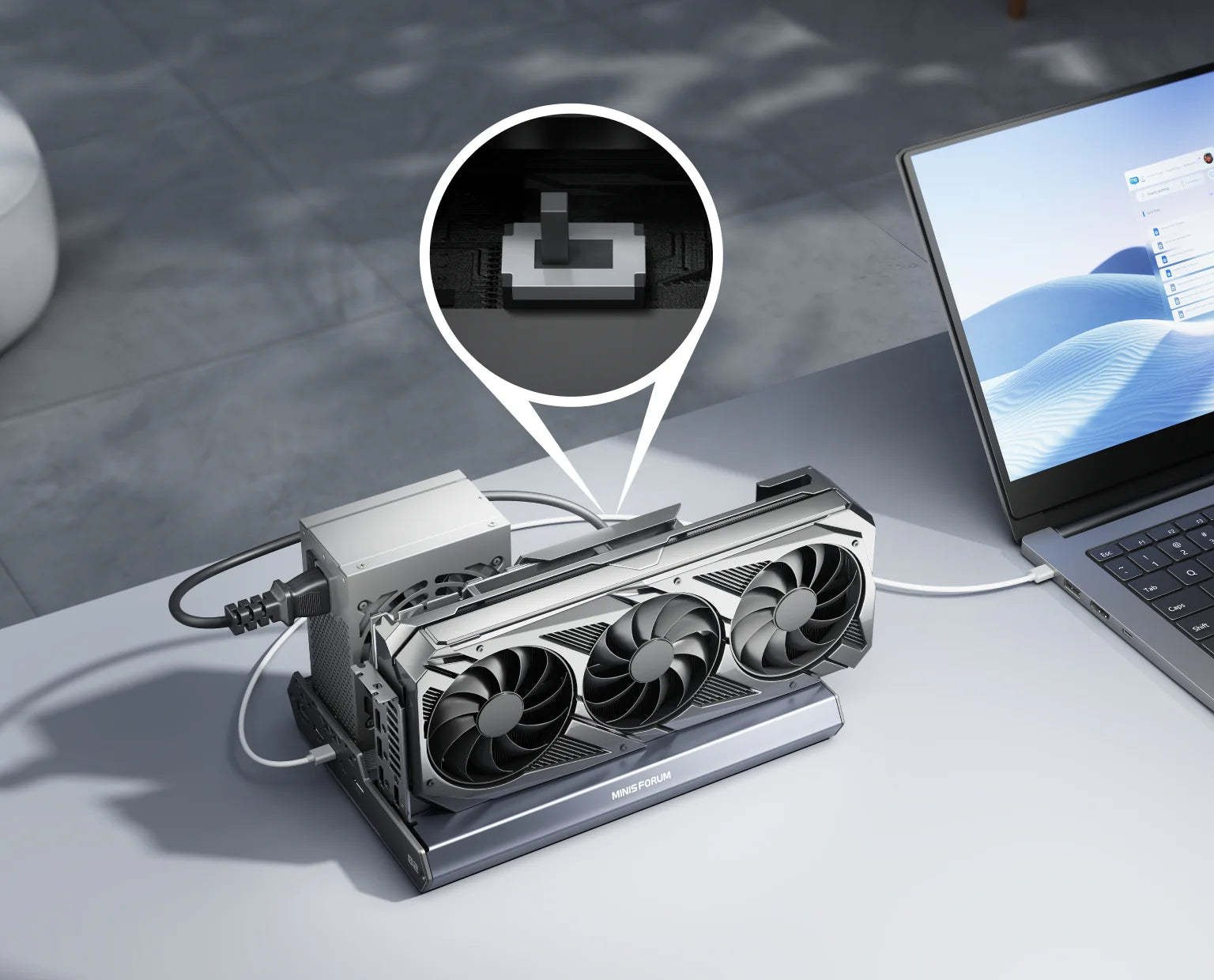 Minisforum DEG2 eGPU dock with Thunderbolt 5, OCuLink, IO ports and 140W + 30W PD