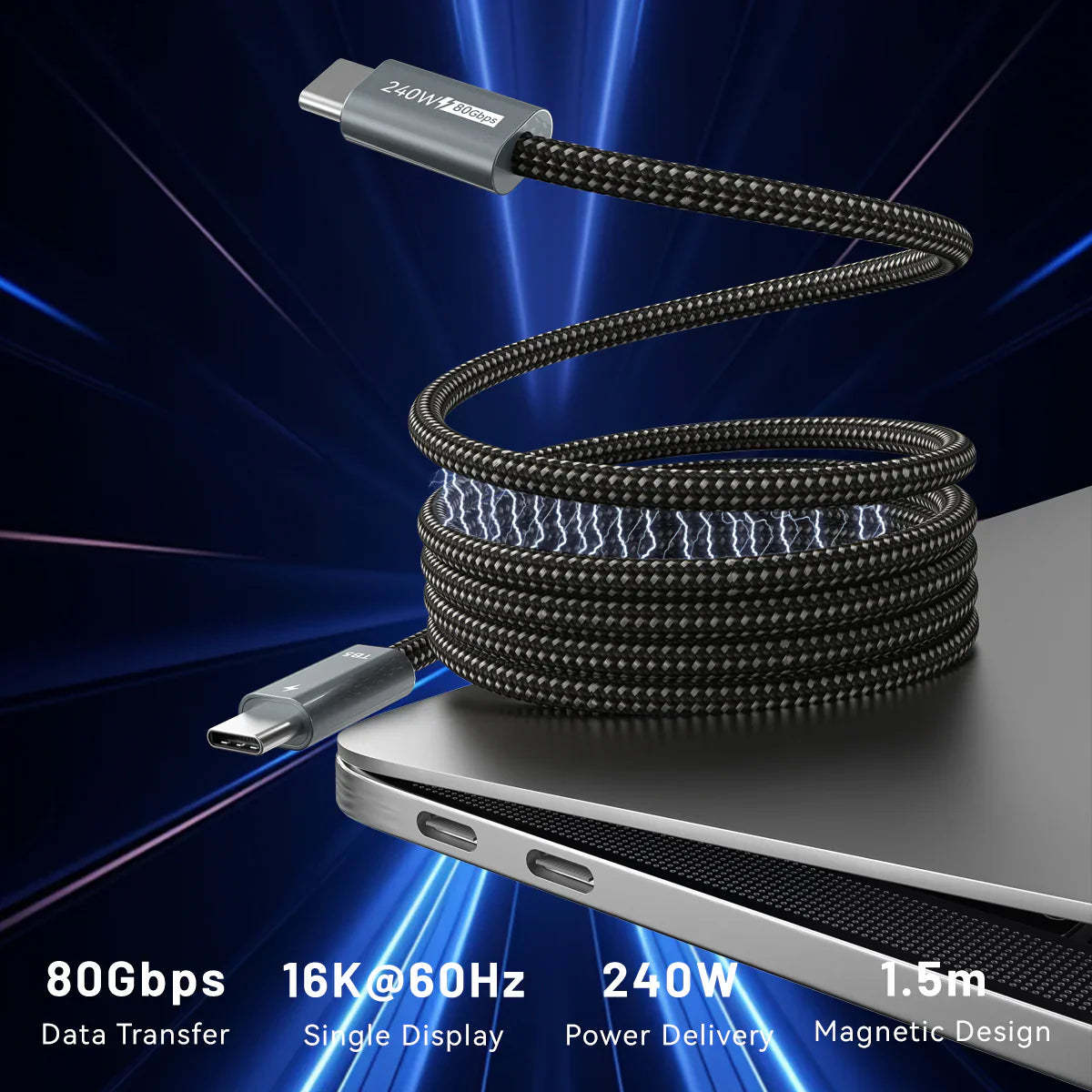 InnoCable - 240W Magnetic 80Gbps Thunderbolt 5-Compatible Cable