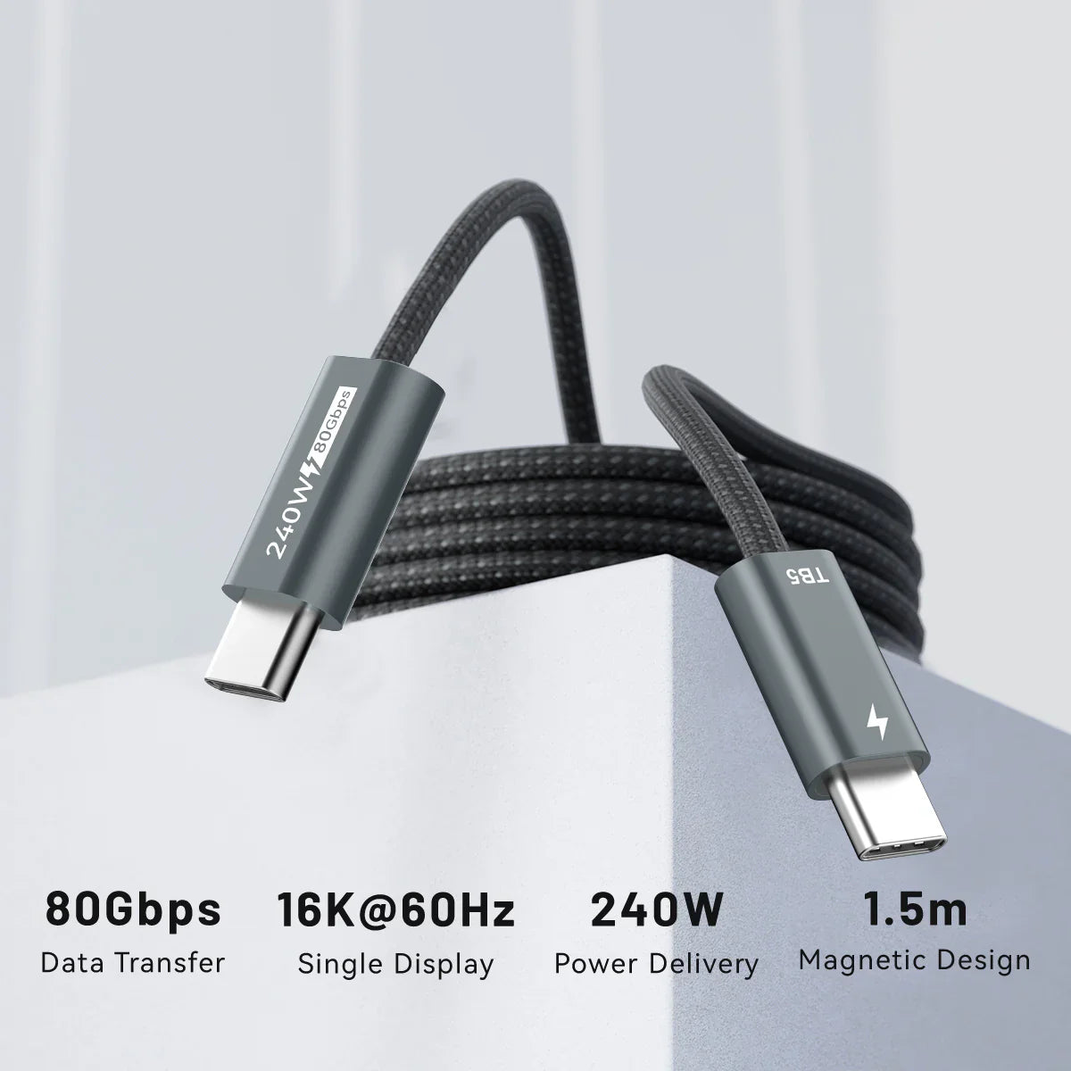 InnoCable - 240W Magnetic 80Gbps Thunderbolt 5-Compatible Cable