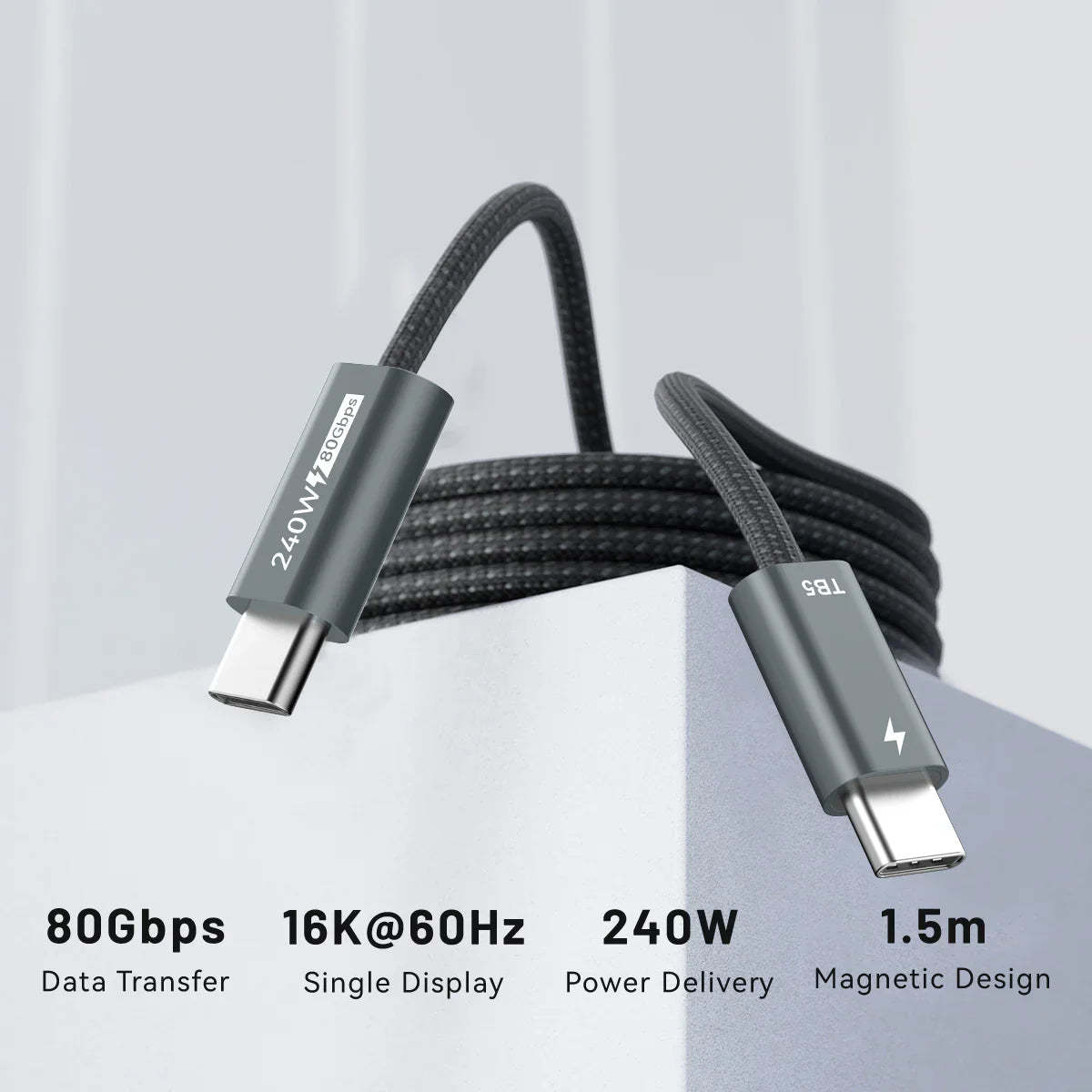 InnoCable - 240W Magnetic 80Gbps Thunderbolt 5-Compatible Cable