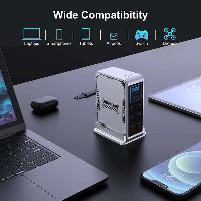 300W 6Ports GaN Charger with Screen-Display