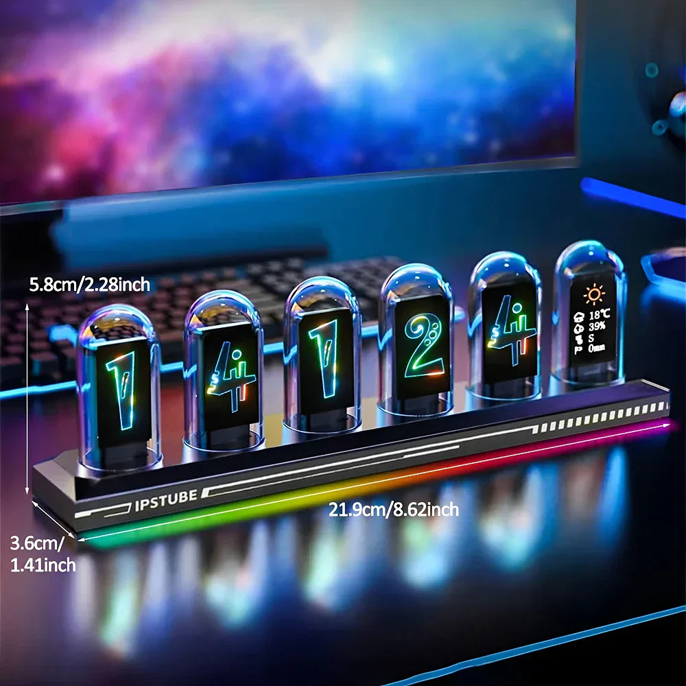 Nixie Tube RGB Retro IPS Glows Digital Clock