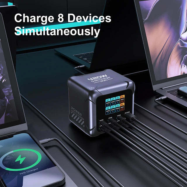 Compact 420W 8Ports Charger With Digital Display Screen