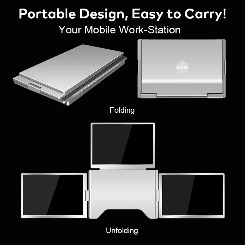 1 Cable for 3 Screens Extender 15.6" Portable Laptop Screen