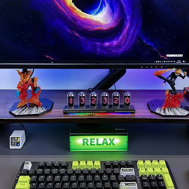 Nixie Tube RGB DIY Glow Tube Clock with IPS Digital Display