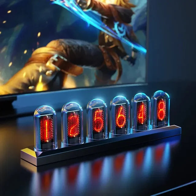 Nixie Tube RGB DIY Glow Tube Clock with IPS Digital Display