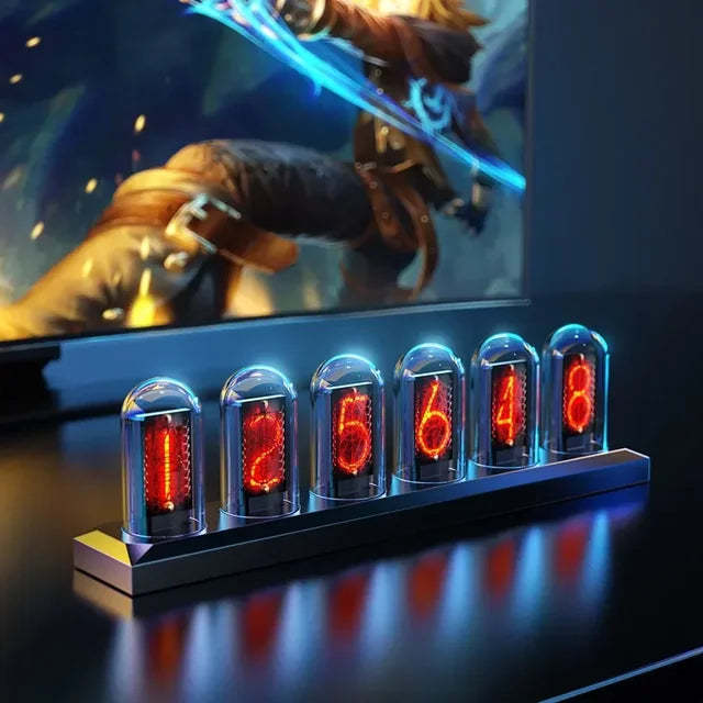 Nixie Tube RGB DIY Glow Tube Clock with IPS Digital Display