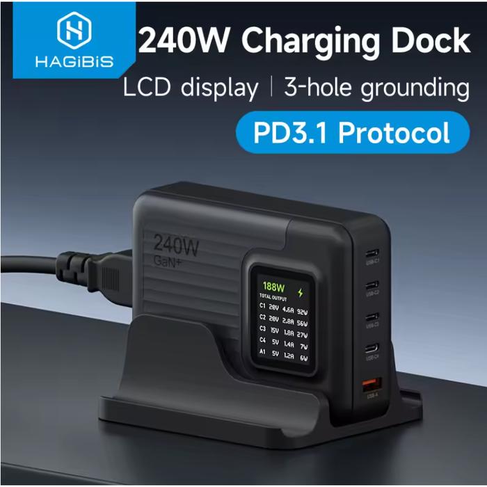 PD200W GaN 5Port Fast Charging with LCD Display