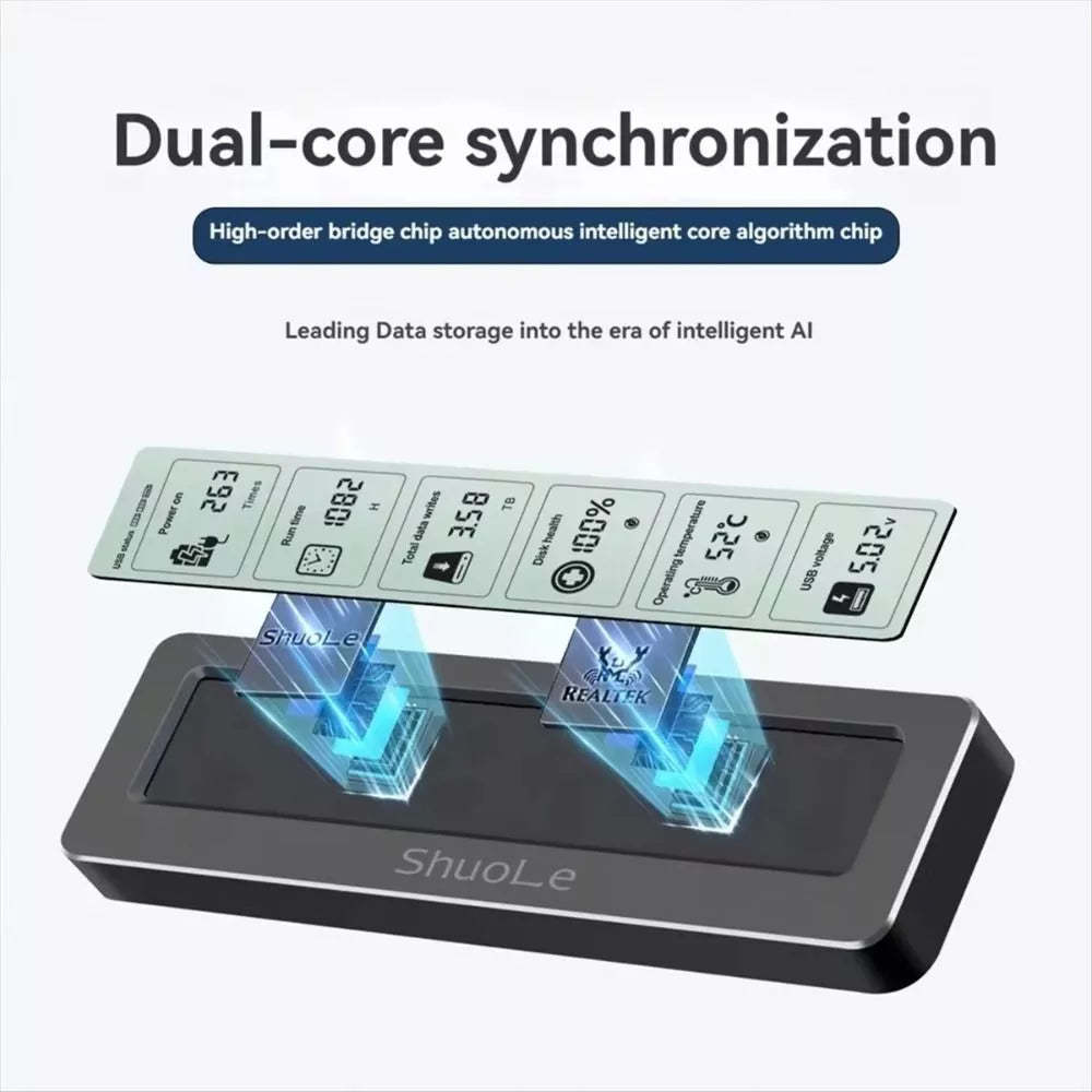 Aluminum M.2 SSD Enclosure Adapter with LCD Display Screen