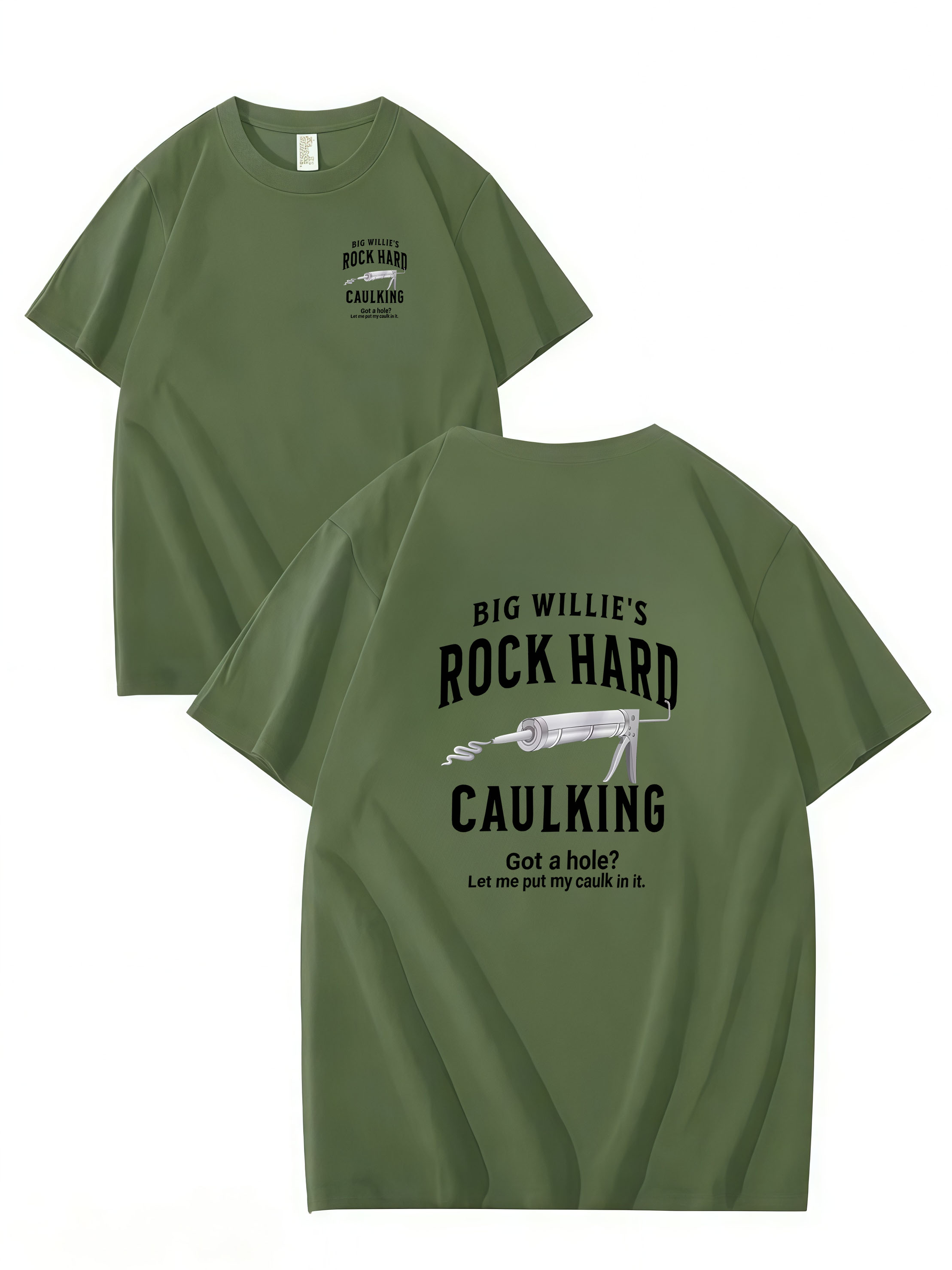 ROCK HARD CAULKING SERVICE, BIG WILLIES, T-SHIRT, UNISEX, COTTON