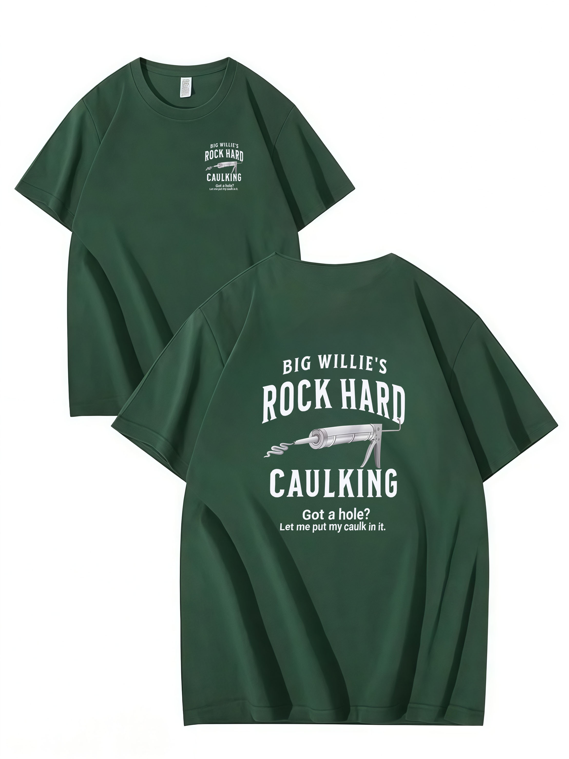 ROCK HARD CAULKING SERVICE, BIG WILLIES, T-SHIRT, UNISEX, COTTON