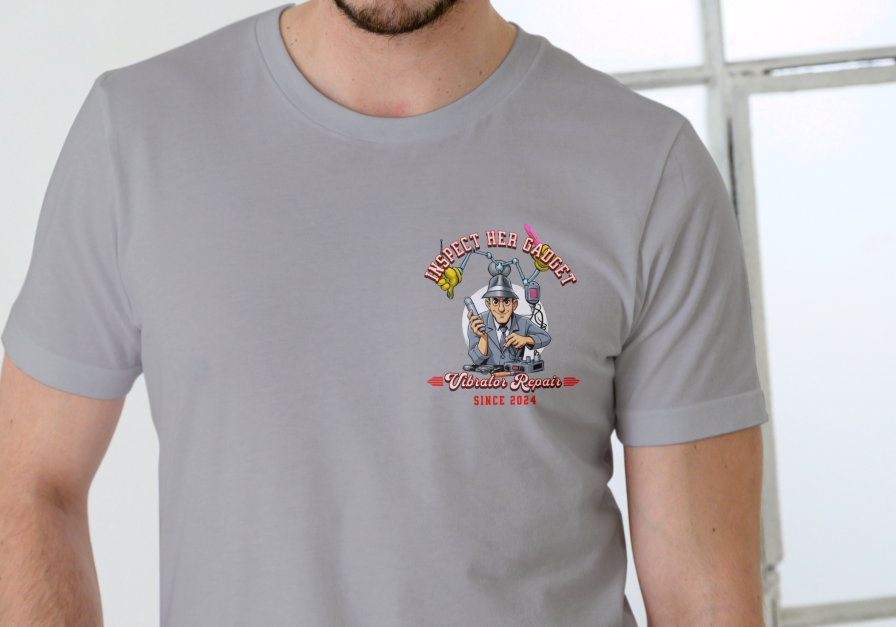INSPECT HER GADGET VIBRATOR REPAIR, T-SHIRT, UNISEX, COTTON