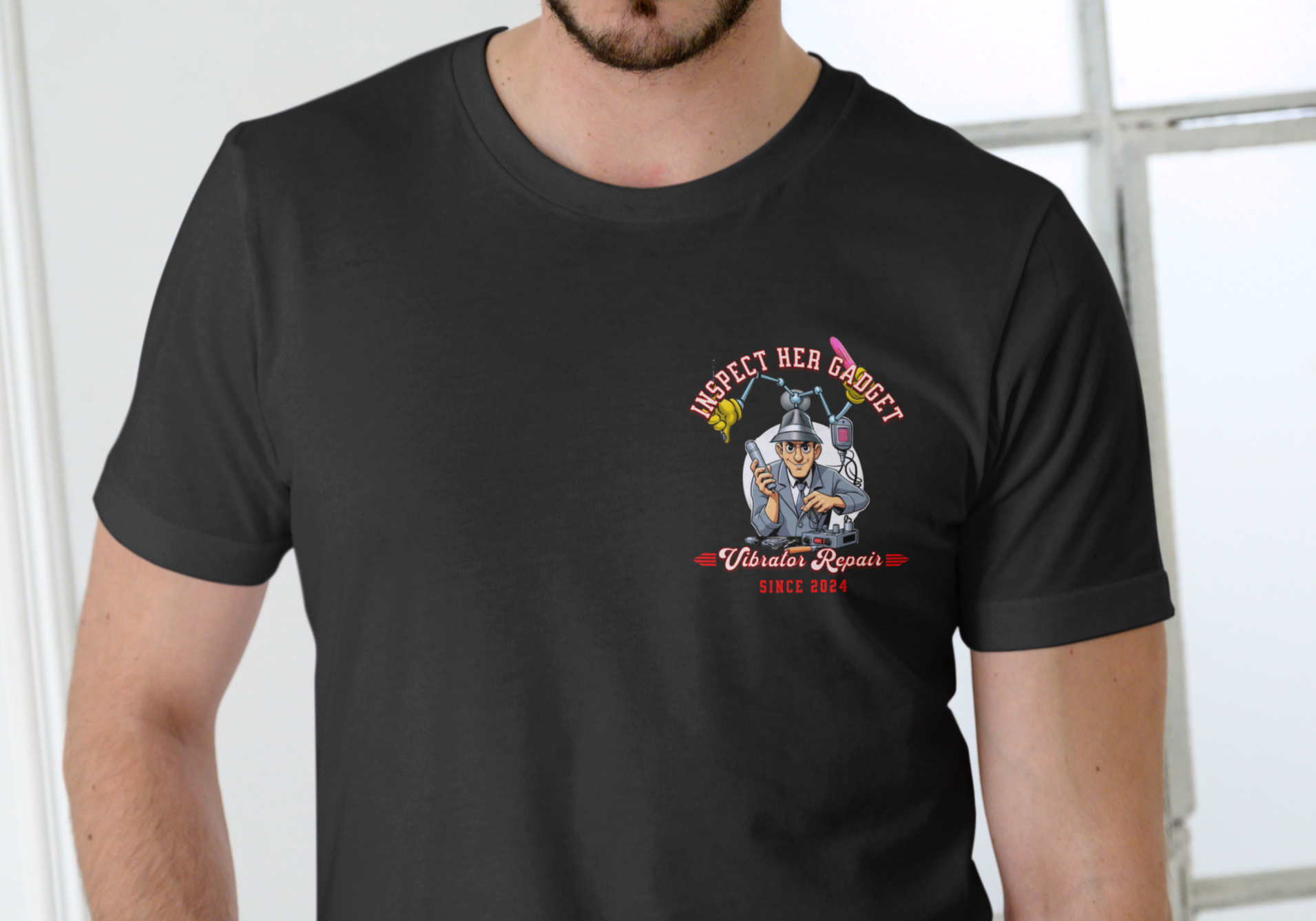 INSPECT HER GADGET VIBRATOR REPAIR, T-SHIRT, UNISEX, COTTON