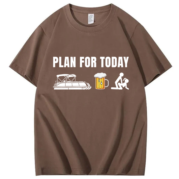 Funny Pontoon Boat Plan for Today Beer Boating Mens T-Shirt