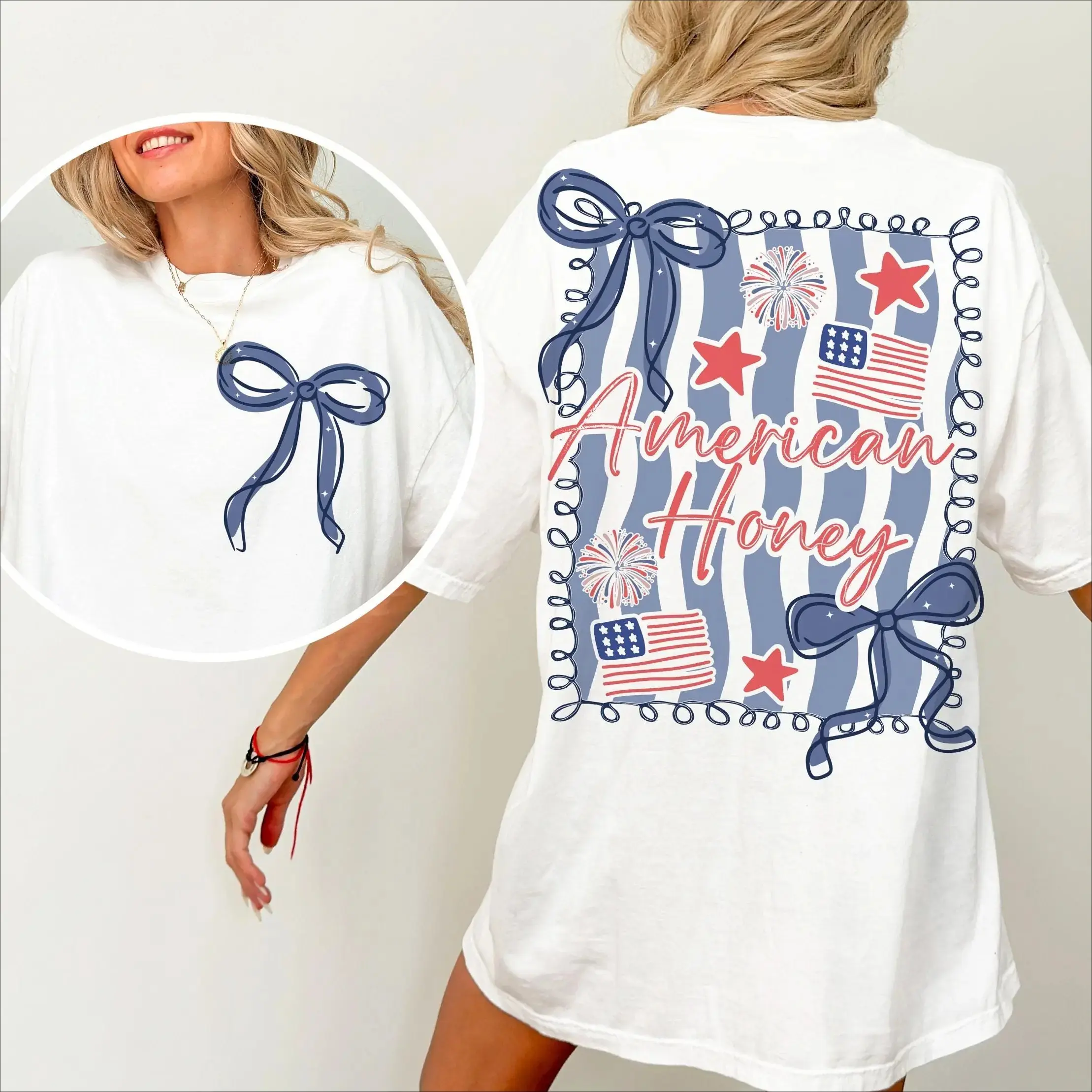 Women's American Honey Coquette 4th of July T-Shirt – Vintage USA Merica