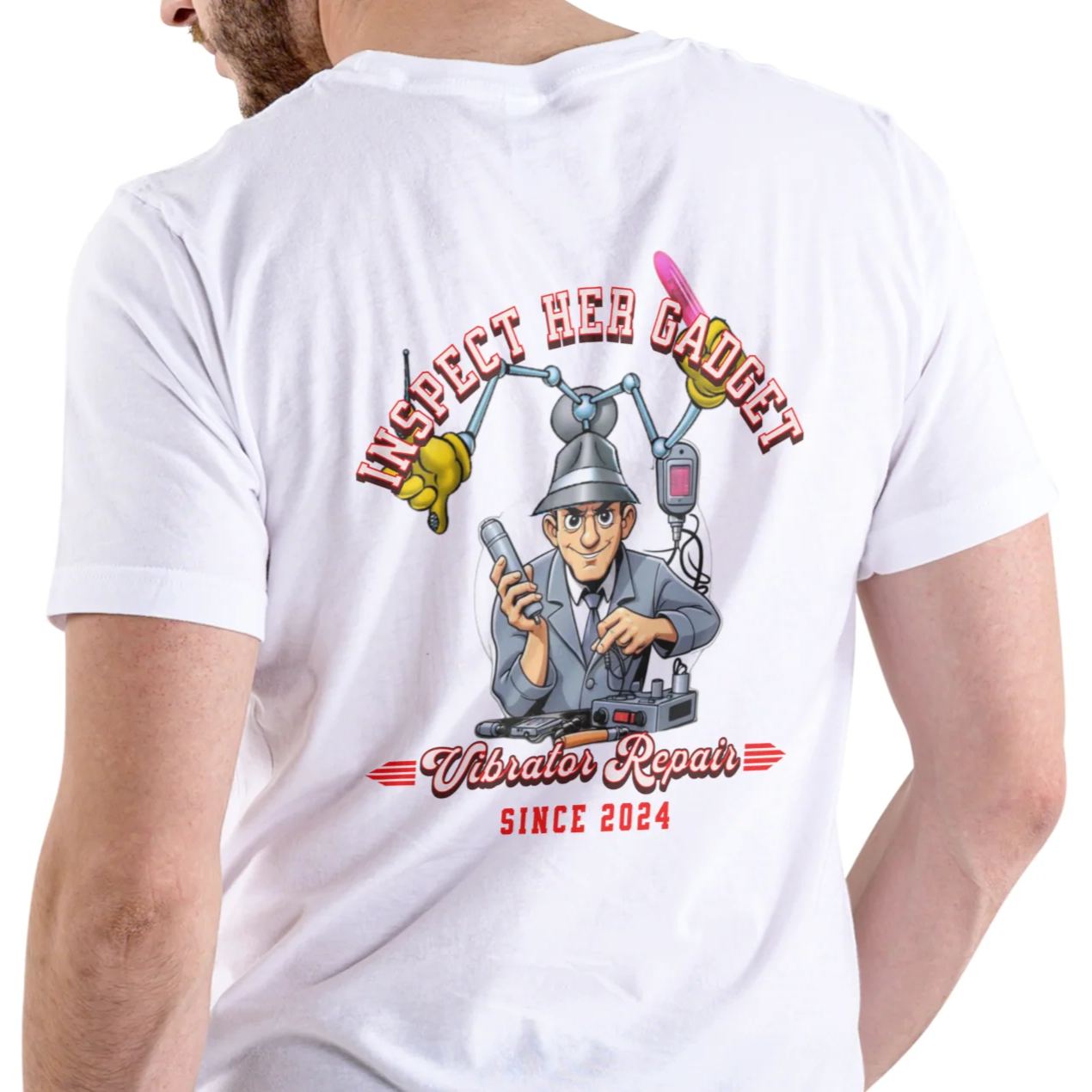 INSPECT HER GADGET VIBRATOR REPAIR, T-SHIRT, UNISEX, COTTON