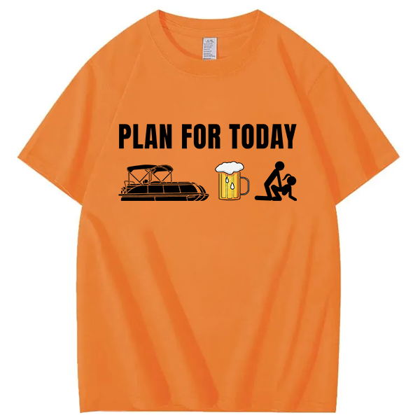 Funny Pontoon Boat Plan for Today Beer Boating Mens T-Shirt