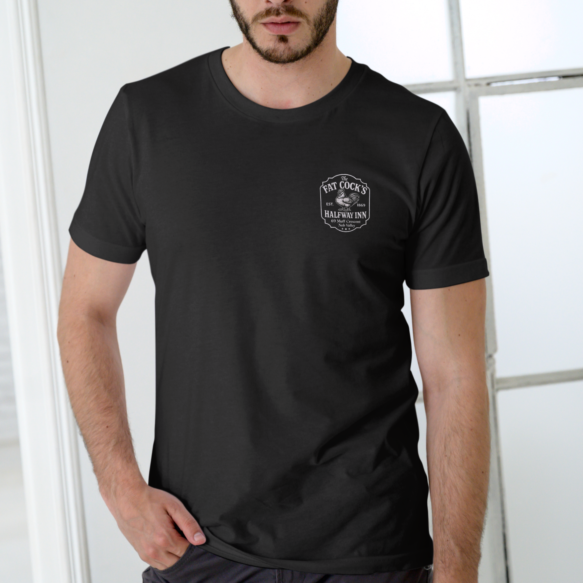 FAT COCKS HALFWAY INN – Funny T-Shirt