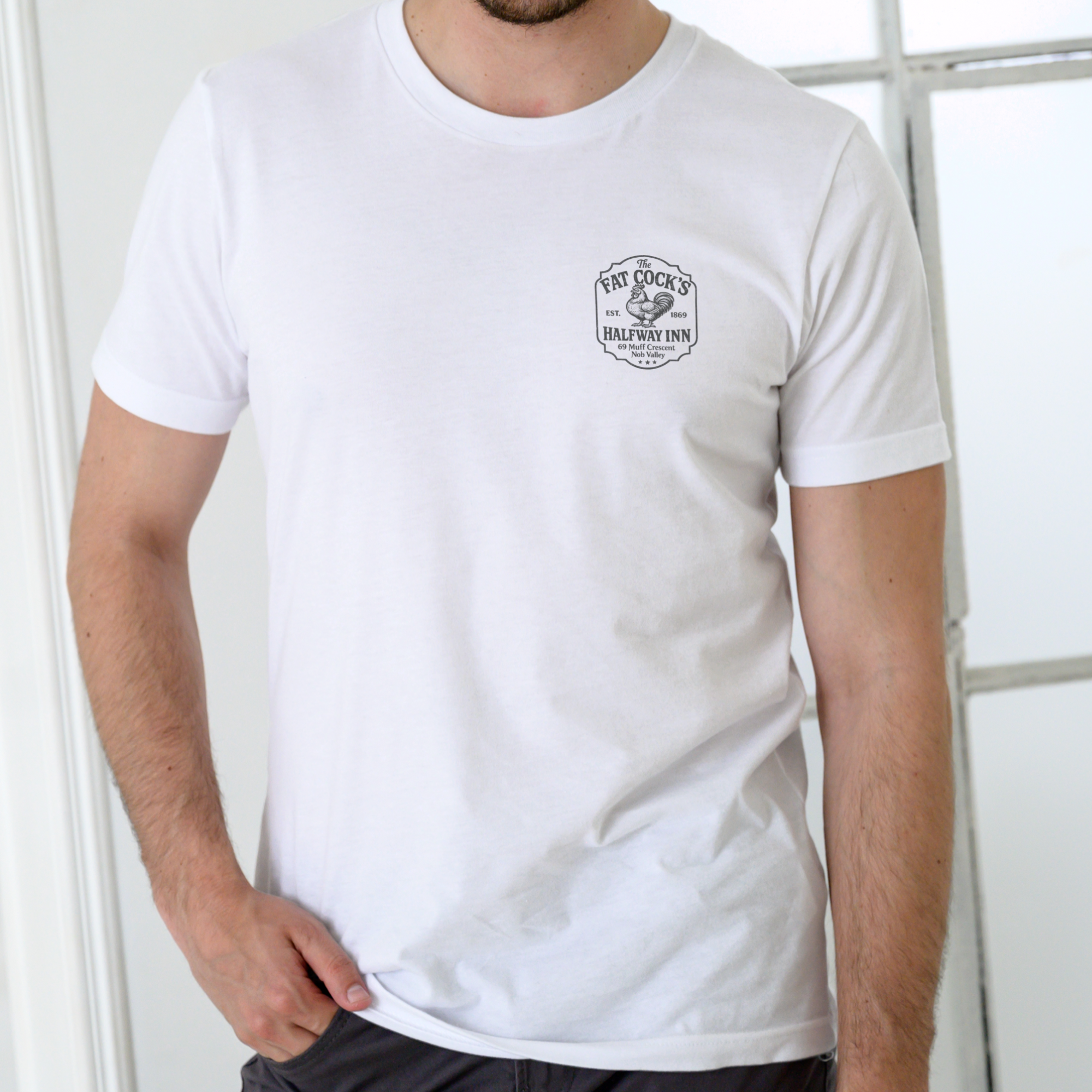 FAT COCKS HALFWAY INN – Funny T-Shirt