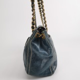 Prada Vitelloshine Chain Shoulder Bag Leather Navy — thumbnail 4
