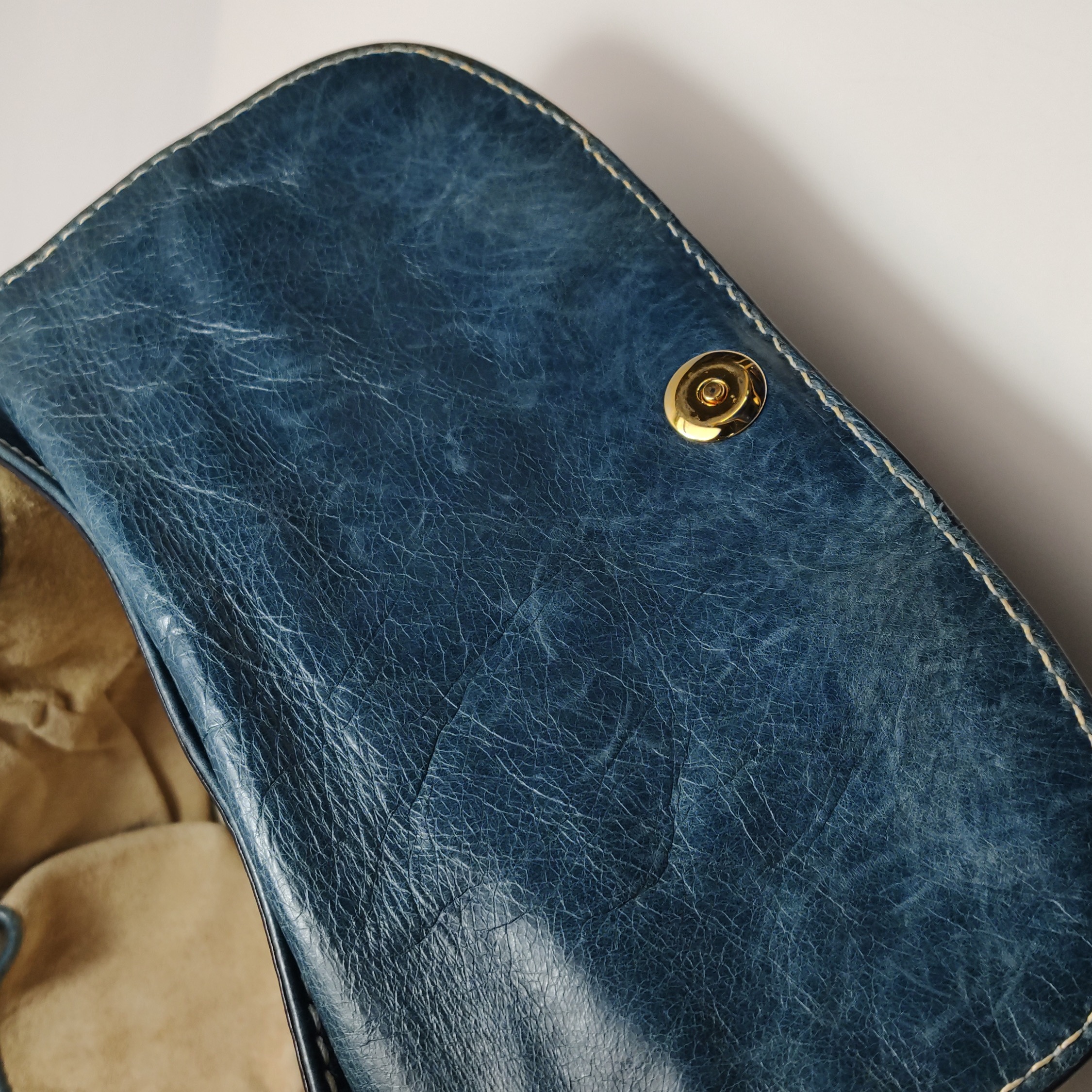 Prada Vitelloshine Chain Shoulder Bag Leather Navy — photo 25 of 25