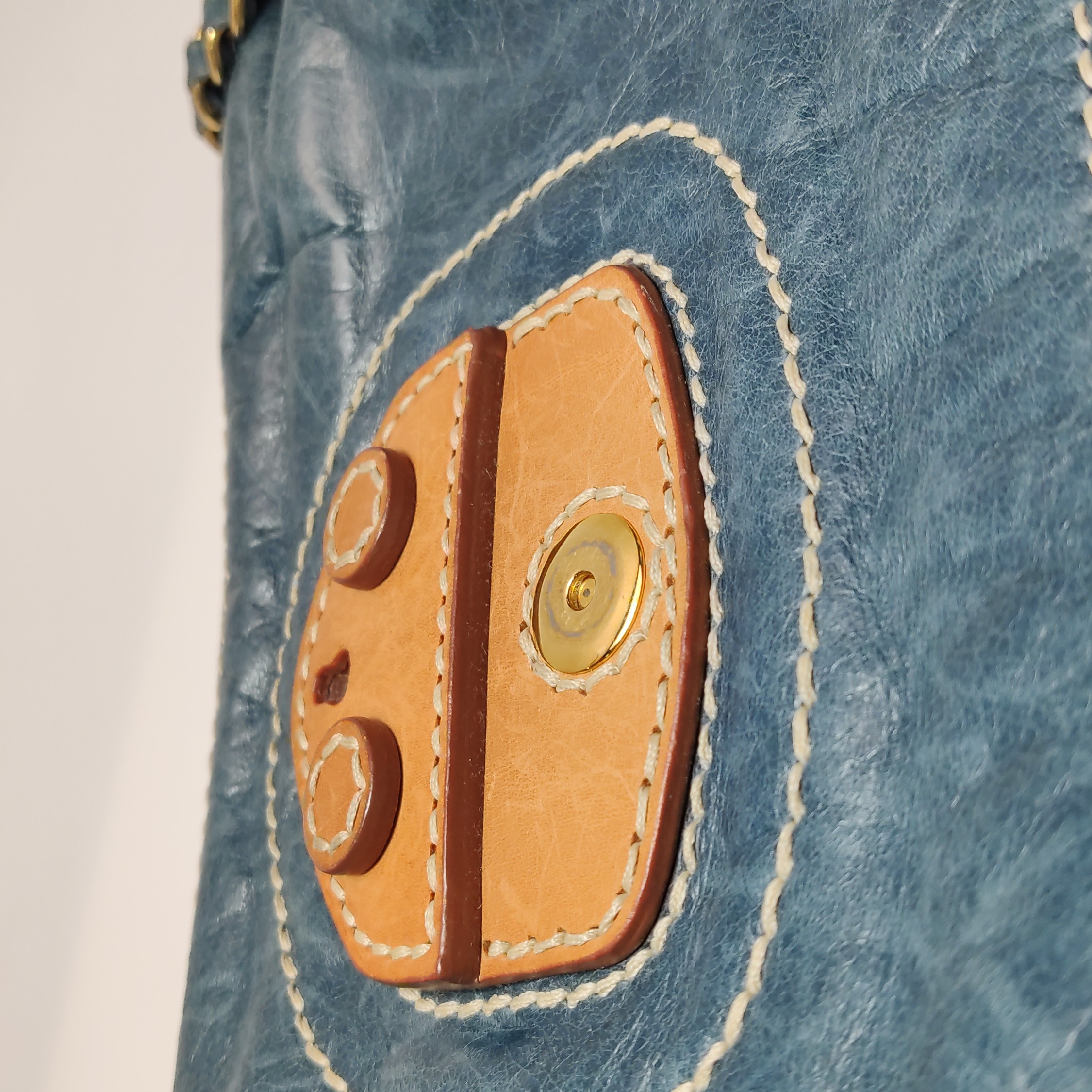 Prada Vitelloshine Chain Shoulder Bag Leather Navy — photo 11 of 25